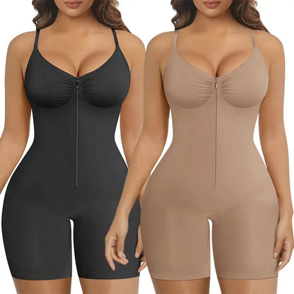 SHAPERX Shapewear for Women Tummy Control Bodysuits Zip-Up Comfort Ultra Stretch Fabric Customizable Fit Breathable Mesh Design Comfortable Fit
