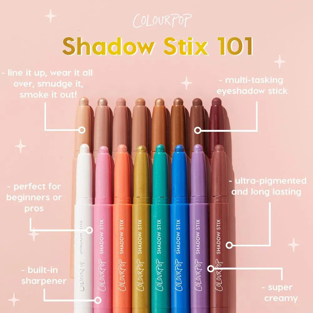Colourpop Shadow Stix - Creamy Pigmented Long-Wearing Eyeshadow Stick with Built-In Sharpener - Matte, Metallic, and Chrome Finishes