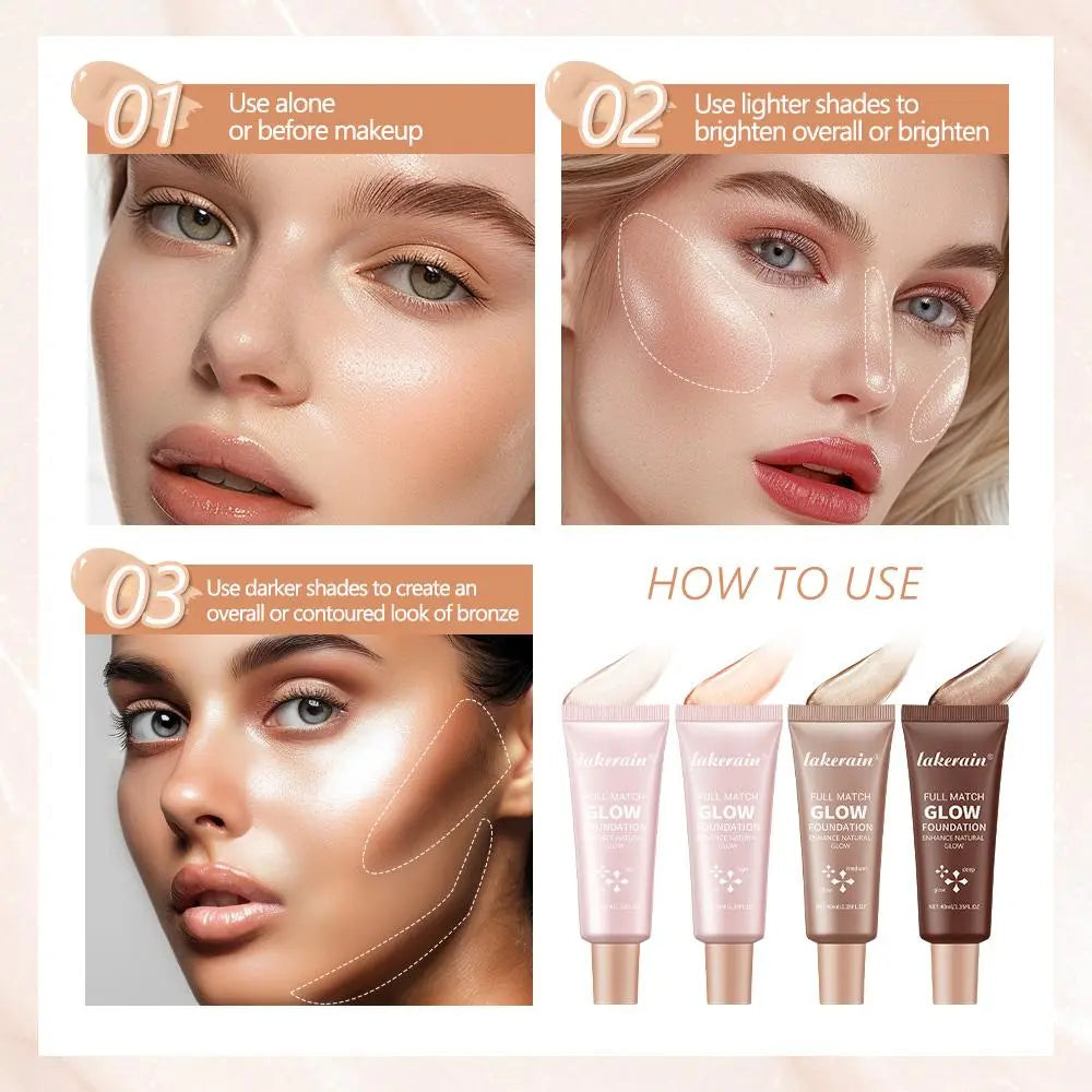 Long-Lasting Glow Foundation, Natural Glow Enhancer, Moisturizing, Hydrating & Brightening Luminous Foundation for All-Day Radiant Glow Coverage