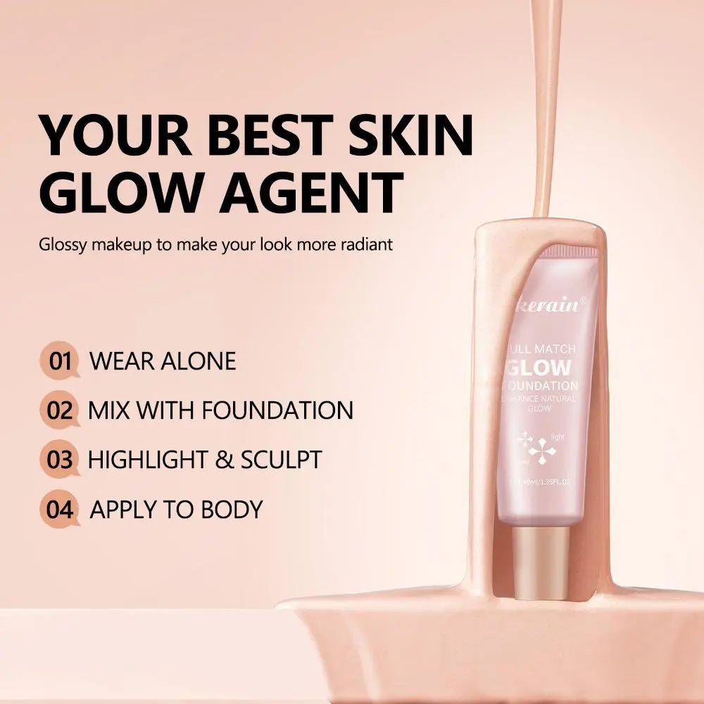 Long-Lasting Glow Foundation, Natural Glow Enhancer, Moisturizing, Hydrating & Brightening Luminous Foundation for All-Day Radiant Glow Coverage