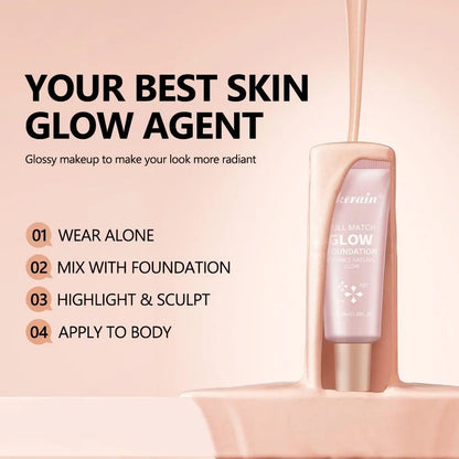Long-Lasting Glow Foundation, Natural Glow Enhancer, Moisturizing, Hydrating & Brightening Luminous Foundation for All-Day Radiant Glow Coverage